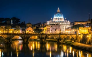 Картинка ночь, Рим, огни, Италия