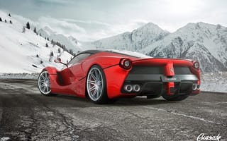Картинка Ferrari, LaFerrari, by Gurnade, HRE, Moutian, Wheels, Snow, White