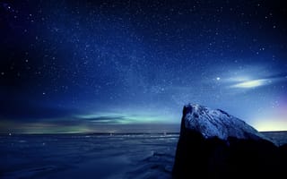 Картинка небо, ночь, звезды, лед, зима