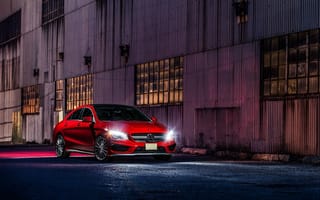 Картинка Mercedes-Benz, Ligth, Red, Front, AMG, Nigth, CLA45, Car