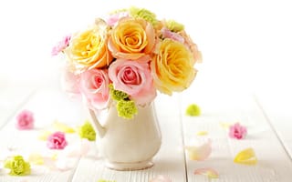 Картинка tender, розы, pastel, нежные, roses, flowers, букет, bouquet
