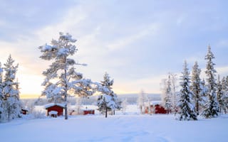 Картинка зима, деревья, зимний, beautiful, nature, landscape, снег, winter, house, хижина, пейзаж, cottage, snow