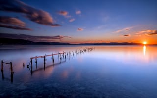 Картинка море, Elefsina Bay, Греция, Greece, закат, Элевсинский залив