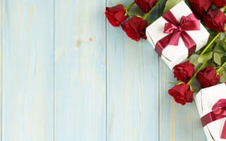 Картинка цветы, romantic, подарок, gift box, love, flowers, roses, valentine's day, red, букет, розы, красные