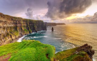 Картинка Ирландия, графство Клэр, закат, море, скалы, Мохер