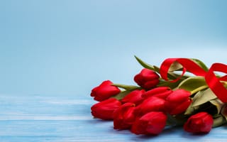 Картинка цветы, букет, red, wood, fresh, тюльпаны, красные, flowers