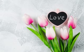 Картинка любовь, цветы, сердце, тюльпаны, love, heart, розовые, букет