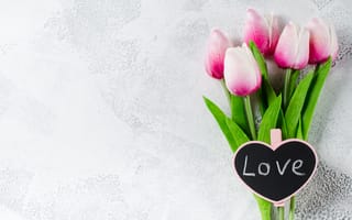 Картинка любовь, цветы, розовые, букет, тюльпаны, love, сердце, heart