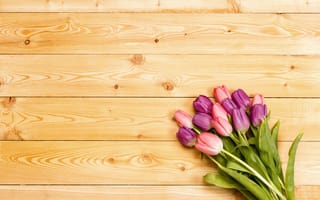 Картинка цветы, букет, love, pink, flowers, розовые, wood, тюльпаны