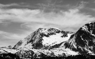 Картинка горы, снег, черно-белое