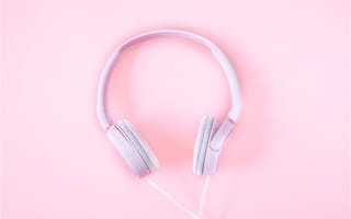 Обои розовый, минимализм, pink, наушники, minimalism, headphones