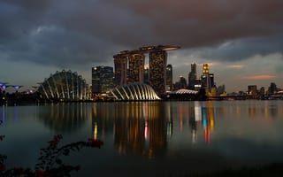 Картинка Сингапур, ночь, казино, Marina Bay Sands