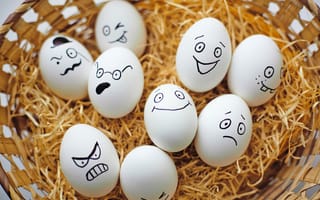 Картинка funny, корзина, smile, Пасха, яйца, eggs, Easter