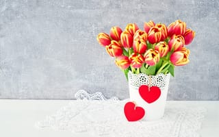 Картинка любовь, romantic, beautiful, букет, тюльпаны, tulips, сердце, colorful, flowers, цветы, red, spring, valentine's day, love