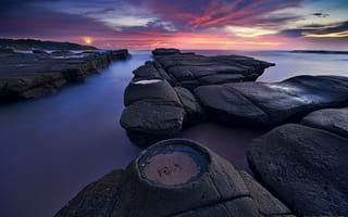 Картинка Австралия, маяк, камни, утро, Новый Южный Уэльс