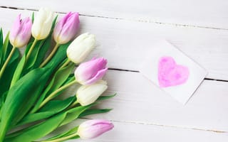 Картинка любовь, цветы, love, букет, тюльпаны, сердце, heart, розовые
