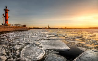 Картинка Санкт-Петербург, утро, ледоход, весна