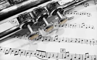 Обои труба, музыка, ноты