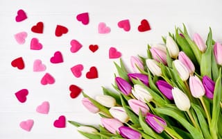 Картинка любовь, цветы, букет, тюльпаны, heart, love, розовые, сердце