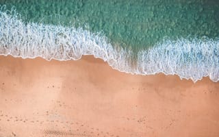 Картинка песок, море, пляж, океан, вид сверху, берег