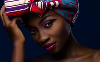 Картинка Purple, Delight, чернокожая, макияж, портрет, african, девушка