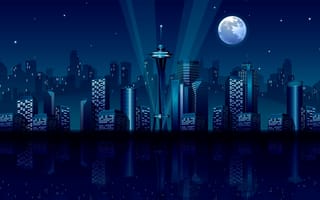 Картинка midnight city, графика, vector