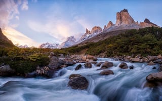 Картинка Южная Америка, Анды, Патагония, поток, река, горы, Чили