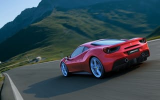 Картинка Ferrari, 488, Горы, GTB, Тень, Задок