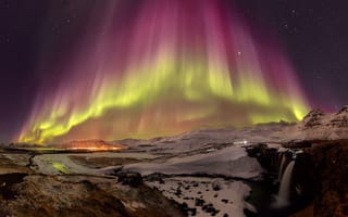 Картинка Исландия, северное сияние, ночь, звезды