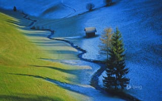 Картинка Тульфес, Австрия, ручей, луг, весна, домик