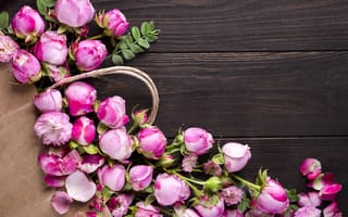 Картинка цветы, розы, букет, flowers, бутоны, beautiful, wood, roses, розовые, pink