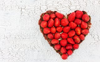 Обои любовь, love, ягоды, клубника, berries, strawberry, fresh, romantic, сердце, red, hearts, valentine