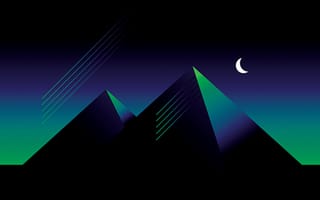 Картинка стиль, минимализм, style, месяц, Synth, Illustration, пирамида