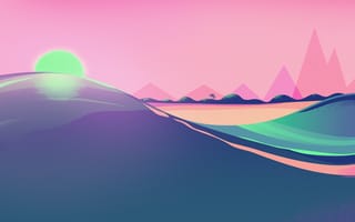 Картинка солнце, звезды, минимализм, закат, style, Illustration, стиль