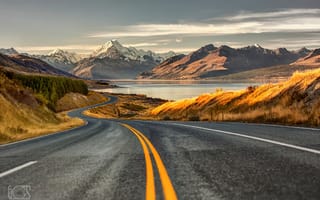 Картинка Новая Зеландия, дорога, горы, Южные Альпы, остров Южный