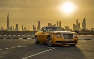 Картинка Rolls-Royce, Luxury, Car, Dubai, Gold, Cityscape, Wraith
