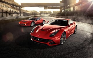 Обои Ferrari, Sun, 512BB, Track, Days, Red, Berlinetta, Front, Supercars, Beam, F12