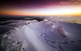 Картинка закат, горы, снег