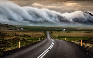 Обои Исландия, небо, облака, дорога, тучи