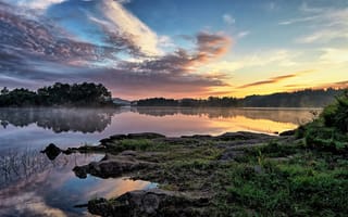 Картинка озеро, спокойствие, Норвегия, утро, тишина
