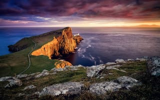 Картинка Шотландия, маяк, остров Скай, архипелаг Внутренние Гебриды, Neist point, на краю