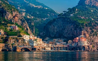Картинка Италия, дома, горы, город, море