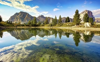 Картинка горы, Доломиты, озеро, Италия