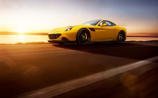 Картинка Ferrari, Front, Novitec, Rosso, Speed, Supercar, California T, 2015, Yellow, Sun