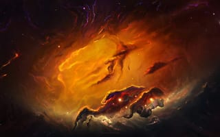 Картинка космос, звезды, space, свет, фантастика, туманность, арт, стиль