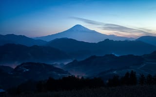 Картинка Япония, весна, Фудзияма, 富士山, Март, дымка, гора