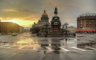 Картинка Санкт-Петербург, закат, после дождя