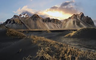Картинка Vesturhorn, горы, Iceland, пейзаж