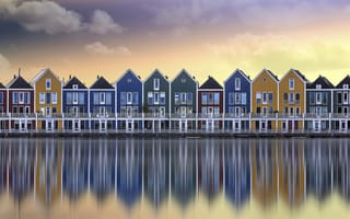Картинка вода, Нидерланды, домики, город