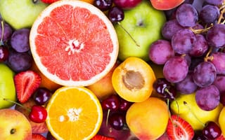 Картинка fresh, апельсины, fruits, фрукты, berries, грейпфрут, виноград, ягоды